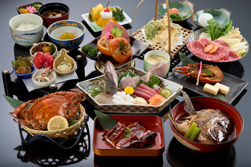 Traditional Japanese kaiseki meal arranged with balance and artistry